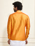 Men's Orange Silk Blend Ethnic Shirt
